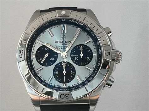 blue and silver breitling watch|breitling ice blue chronomat.